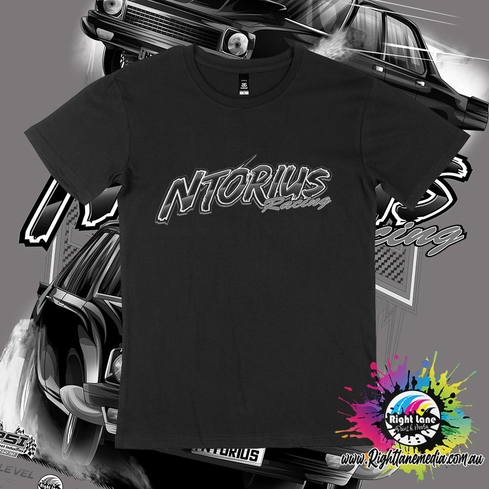 ** Limited Edition Black & White Print Ntorius Racing Tee MENS ** Limited Edition Black & White Print **